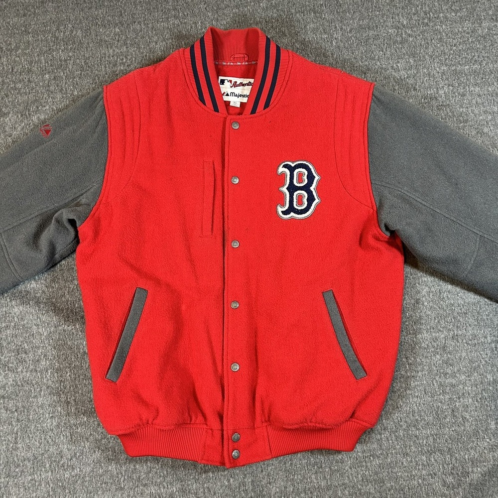 Vintage‎ Majestic MLB Boston Red Sox Quilted Wool Bomber Varsity Jacket Size XL